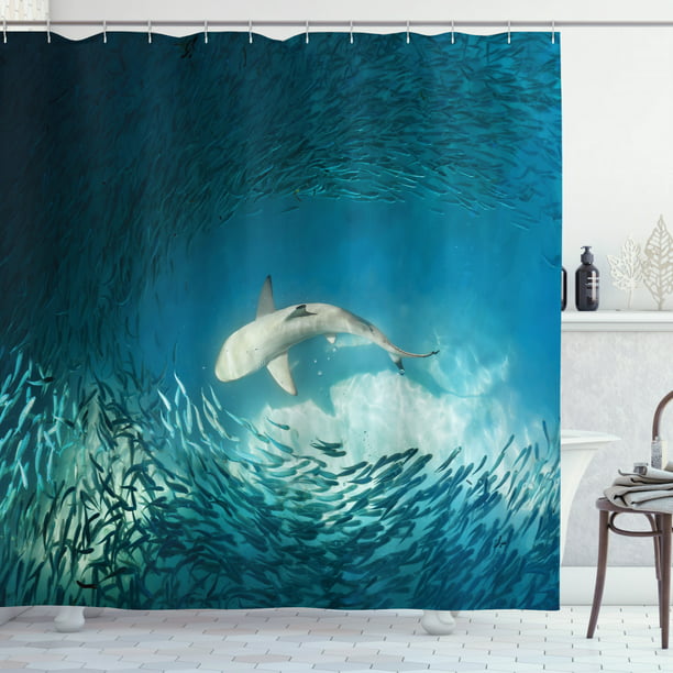 Fish Shower Curtain Wild Life in Nature Theme Print for Bathroom